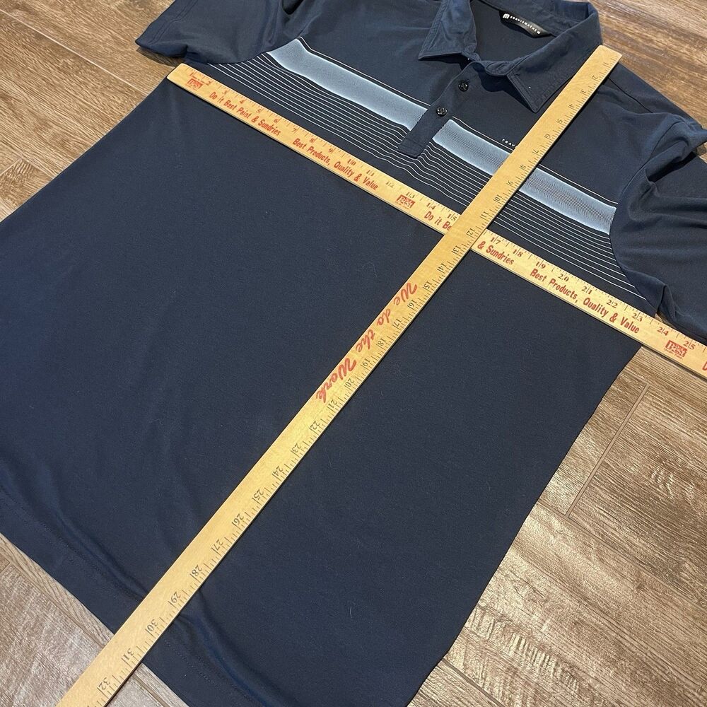 Travis Mathew Polo XL Navy State of the Art 2.0 Stripes Logo Performance Golf - Picture 8 of 8
